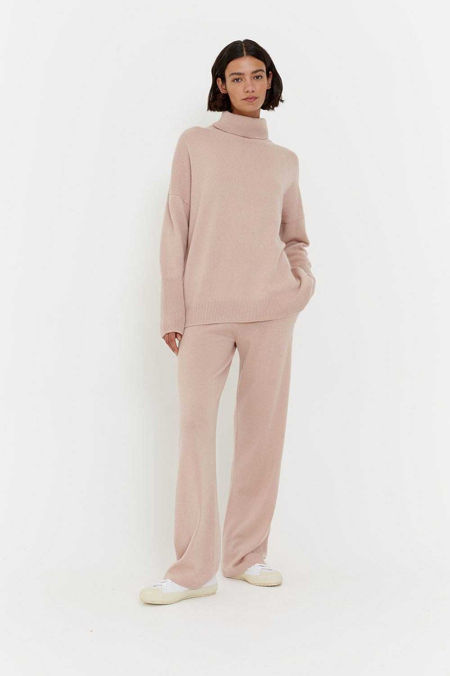 Loungewear CHINTI & PARKER  Powder-Pink Cashmere Rollneck Sweater -  Parkerknitwear